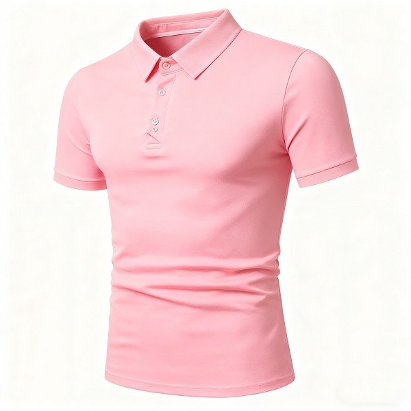 Men's Pink Solid Polo Shirt