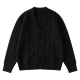 Black V-Neck Cable-Knit Cardigan